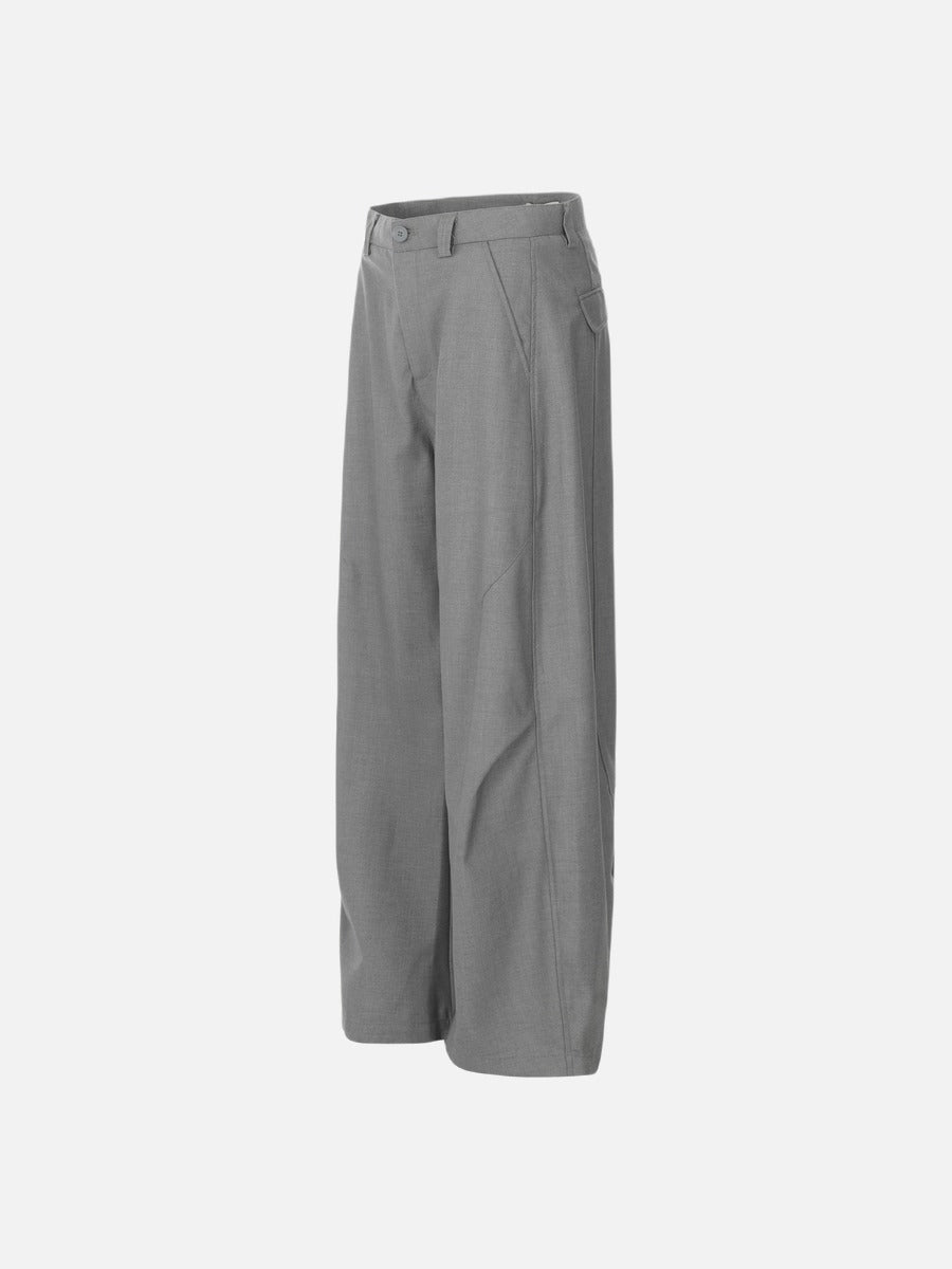 Tailored Waistband Solid-Black Trousers