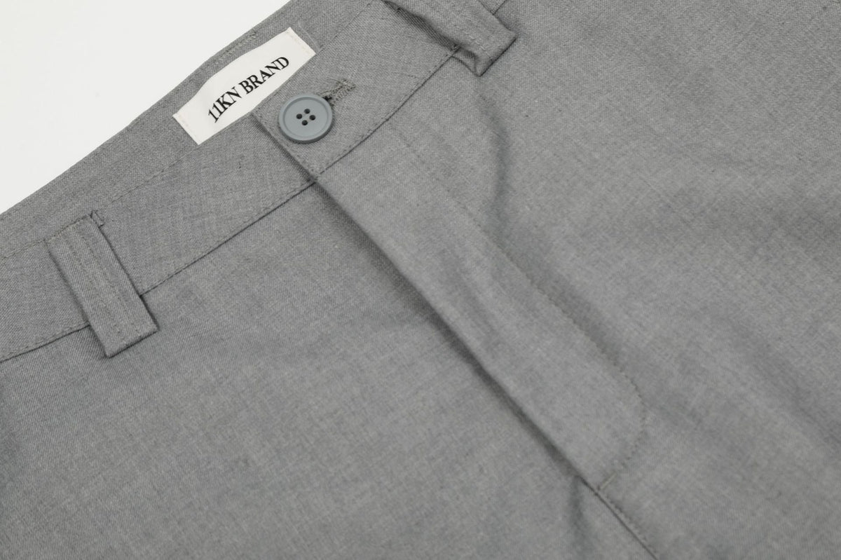 Tailored Waistband Solid-Black Trousers