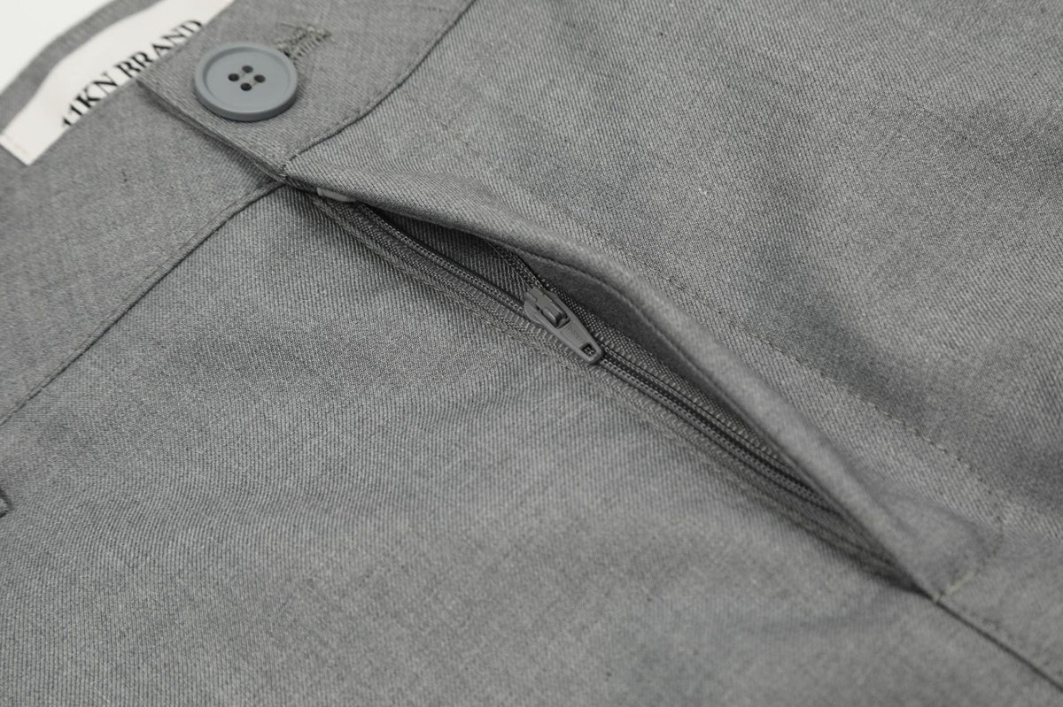 Tailored Waistband Solid-Black Trousers