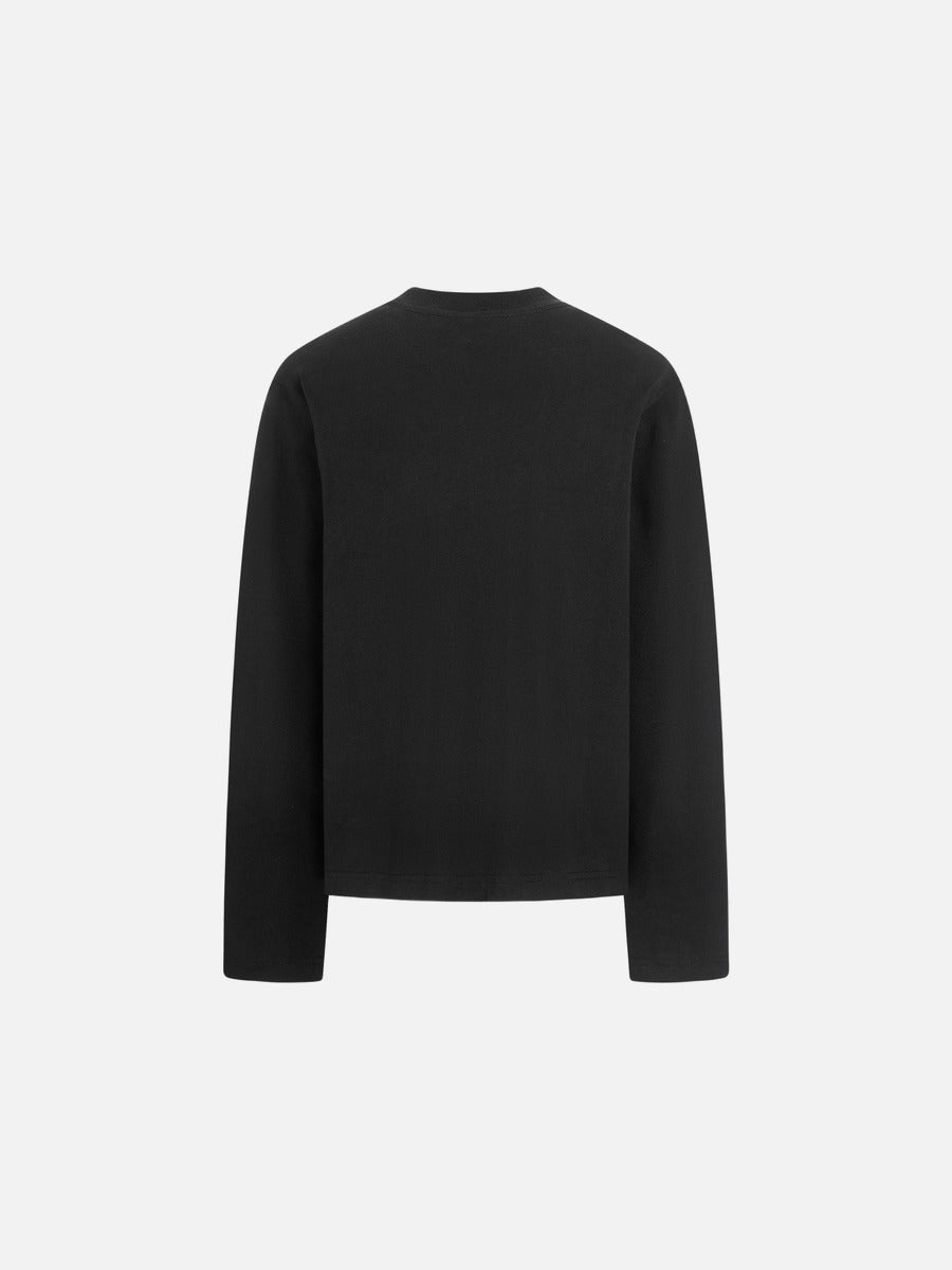 Text-Driven Black and Grey Long Sleeve Tee