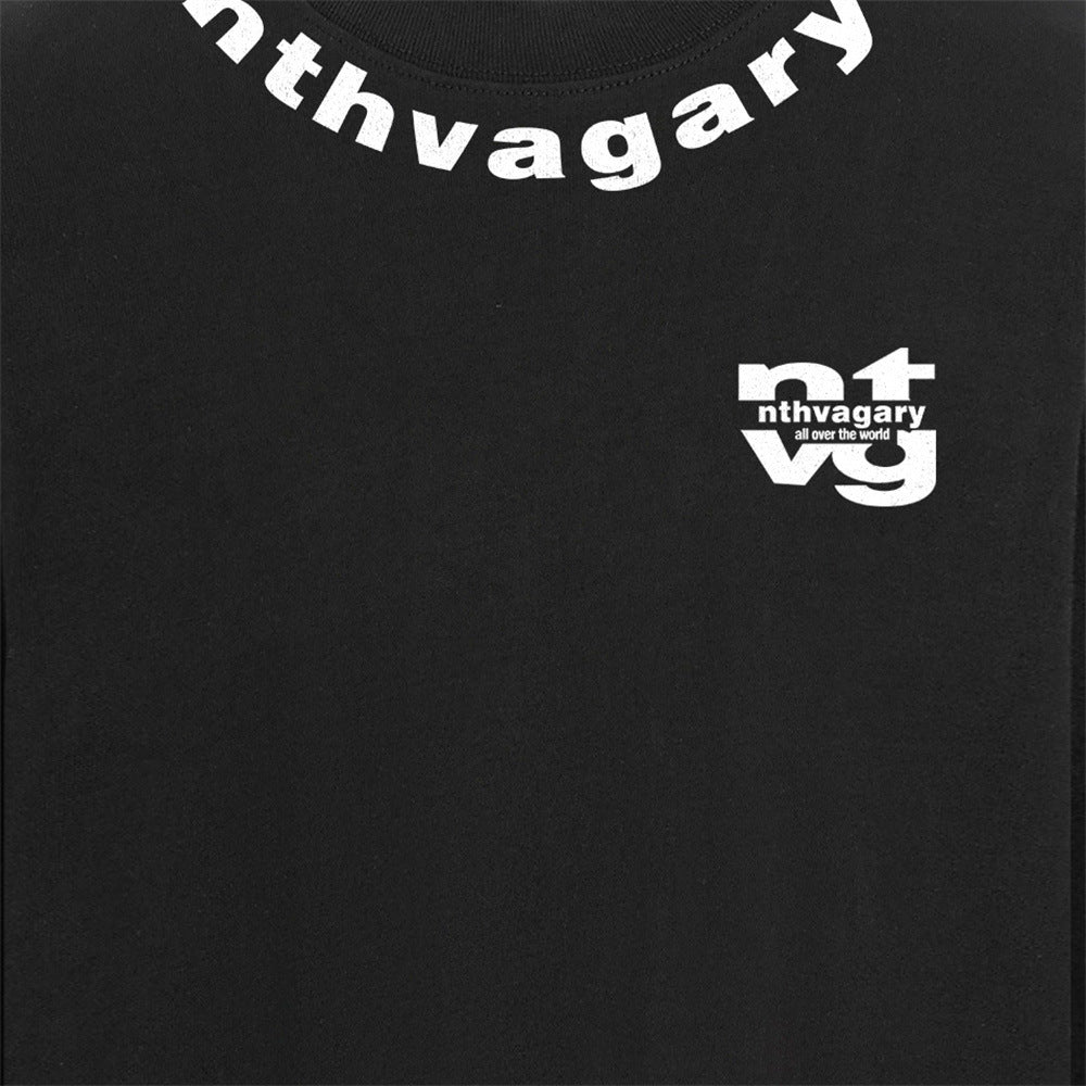 Text-Driven Black and Grey Long Sleeve Tee