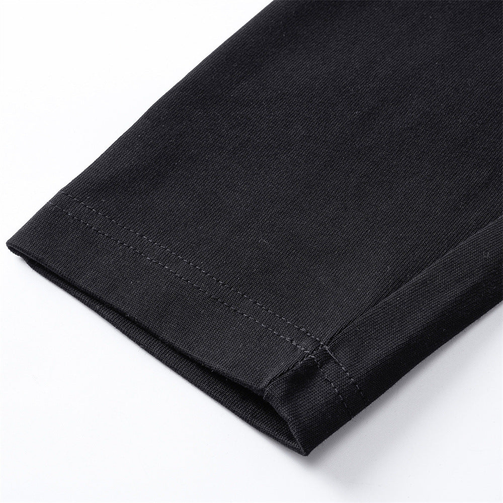 Text-Driven Black and Grey Long Sleeve Tee