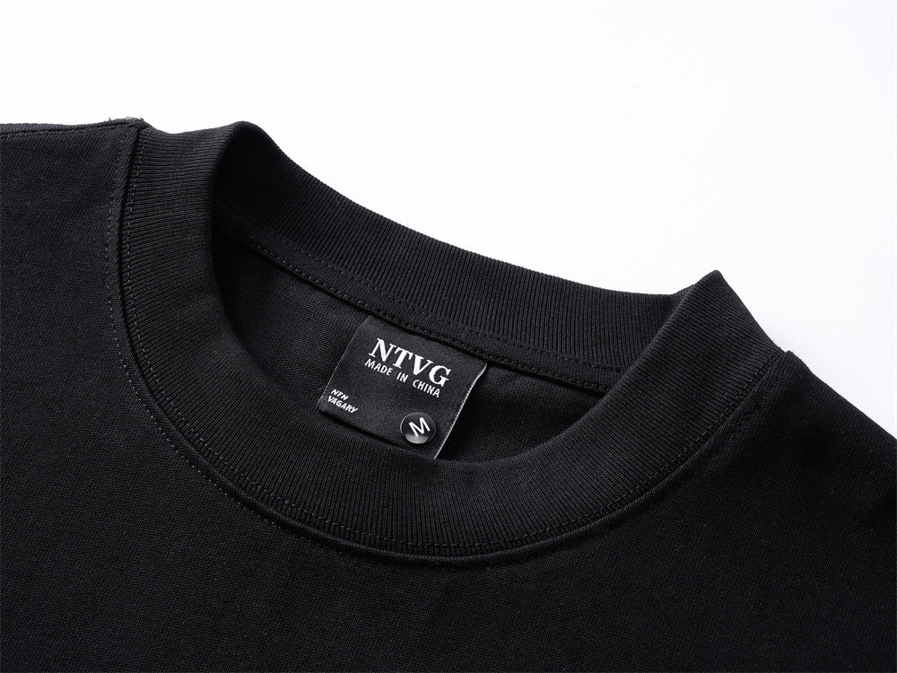 Text-Driven Black and Grey Long Sleeve Tee