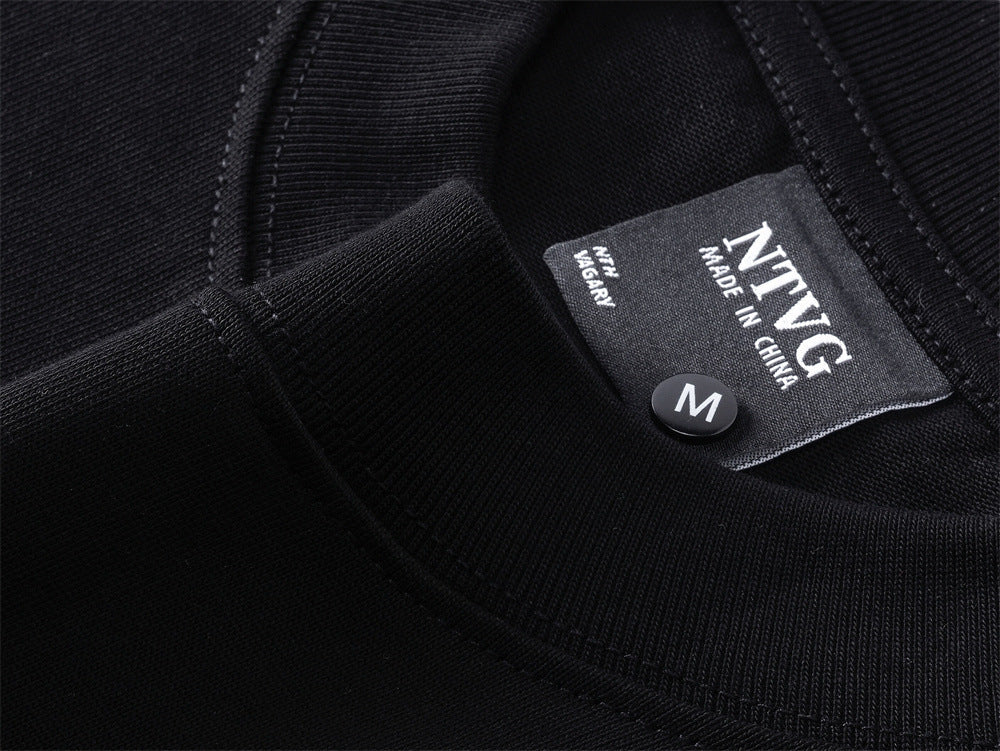 Text-Driven Black and Grey Long Sleeve Tee