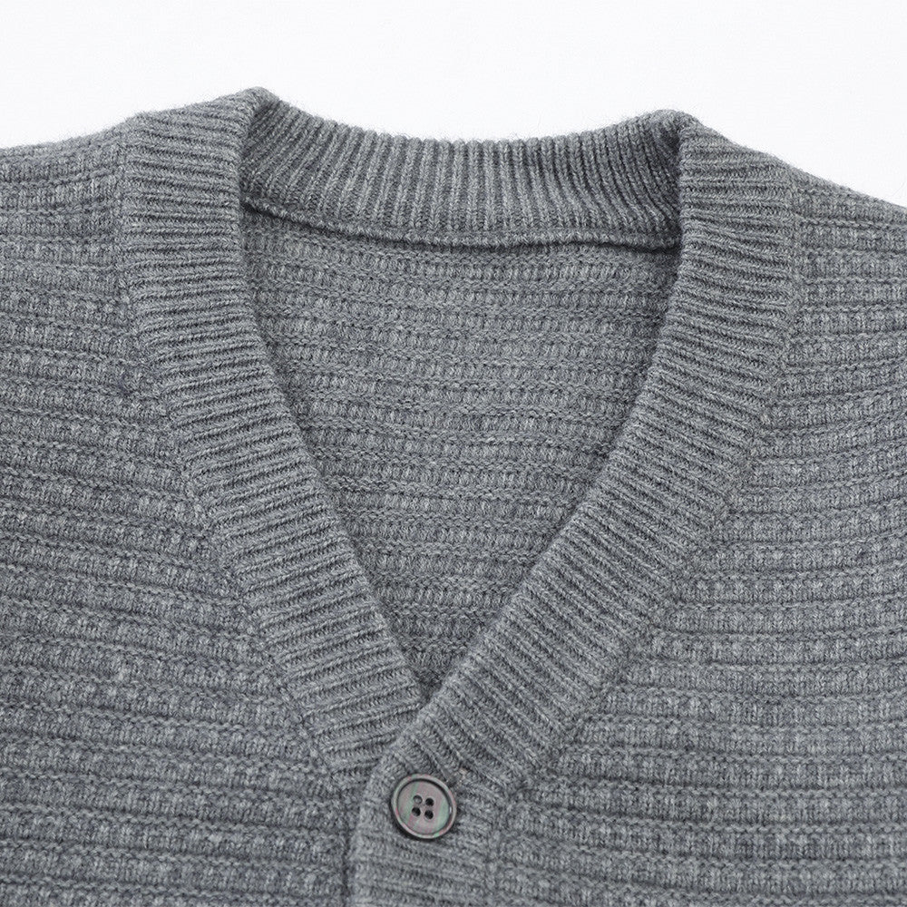 Textured Black & Grey Knit Cardigan