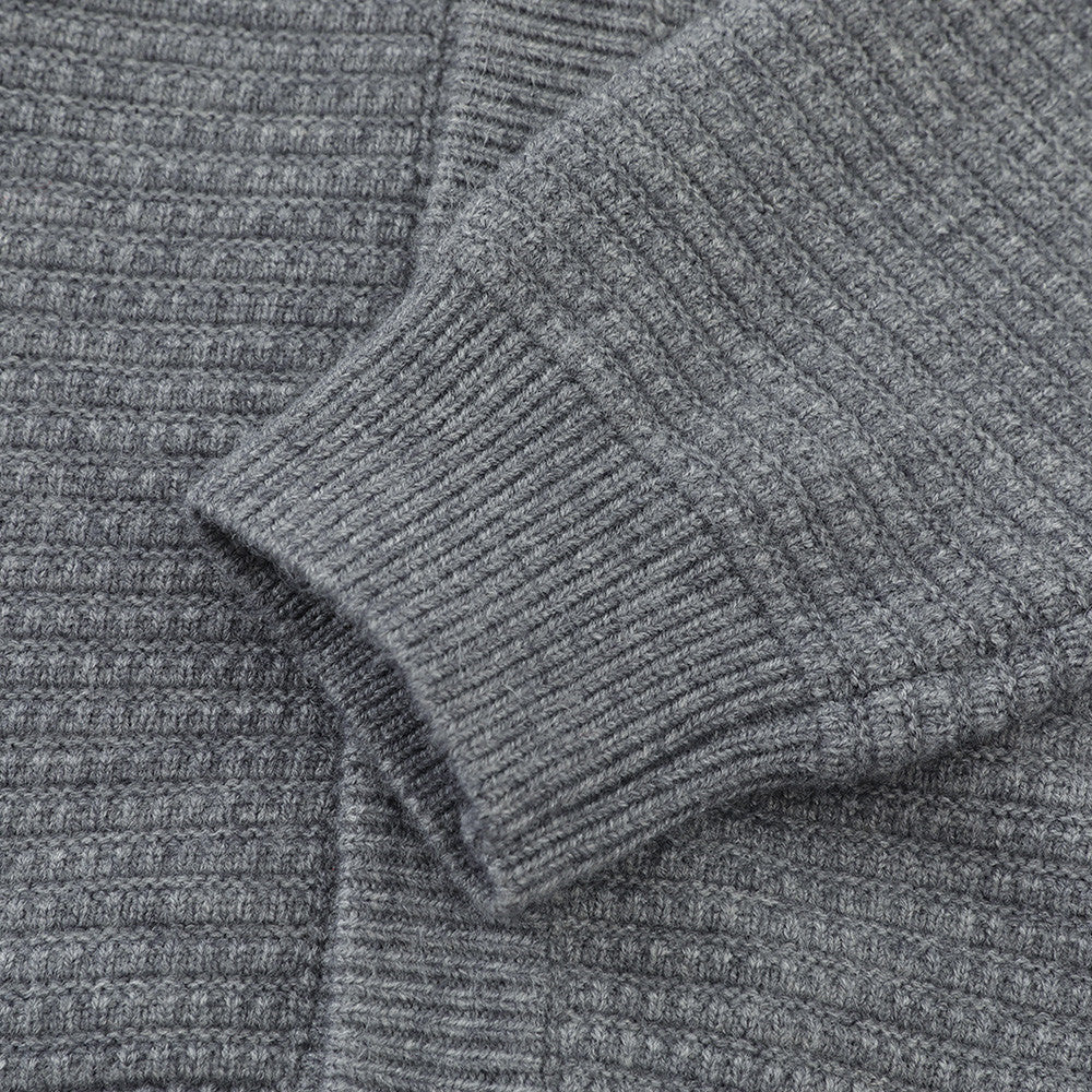Textured Black & Grey Knit Cardigan