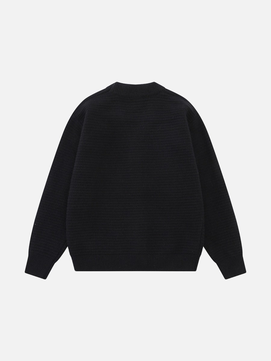 Textured Black & Grey Knit Cardigan