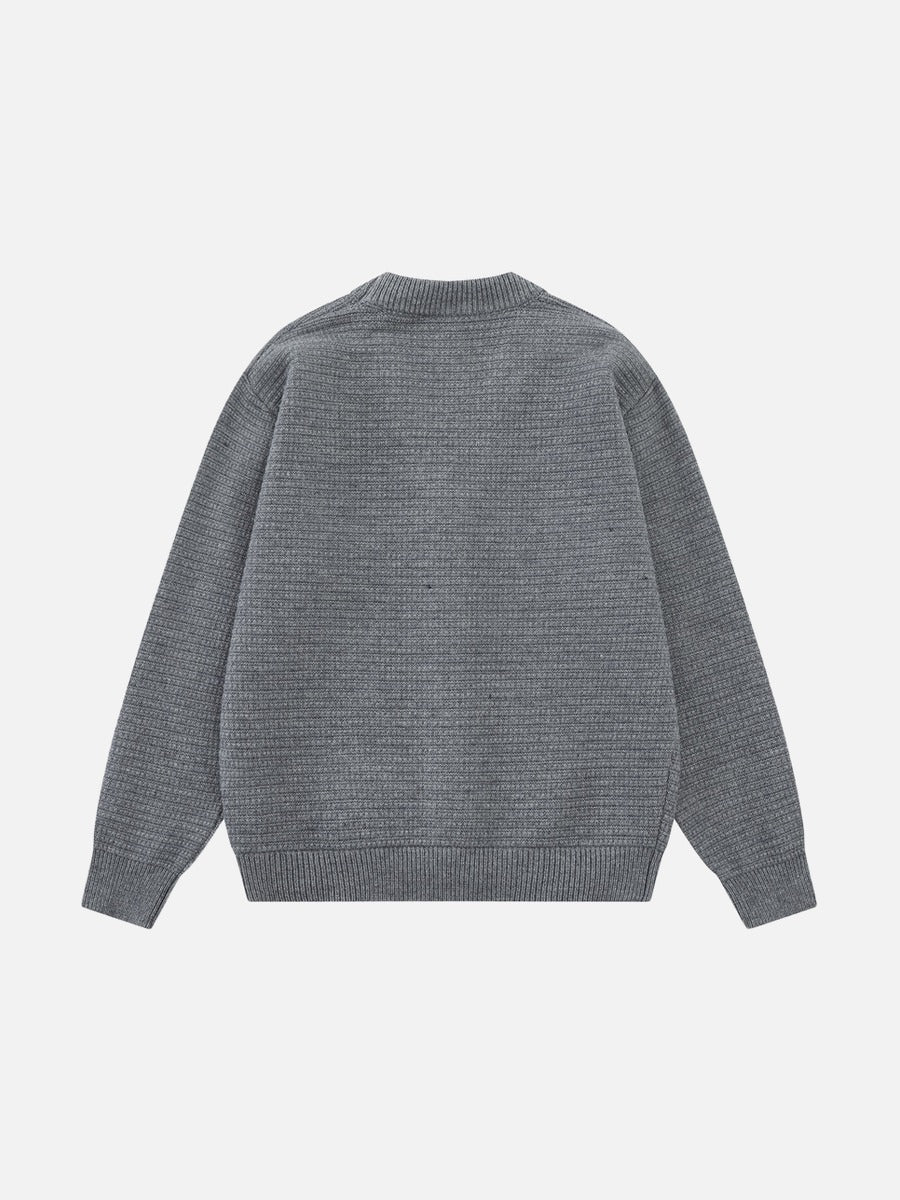 Textured Black & Grey Knit Cardigan