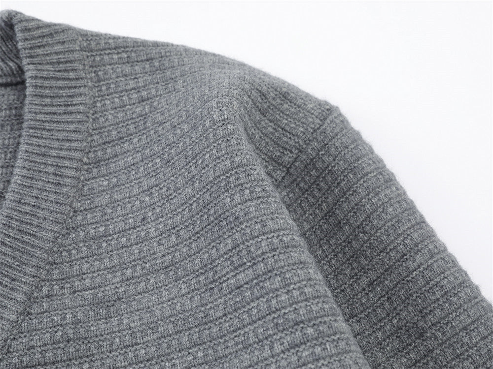 Textured Black & Grey Knit Cardigan