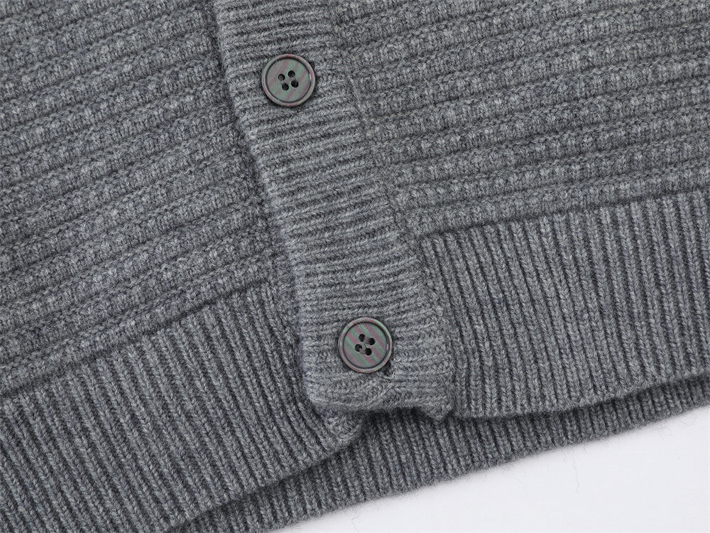 Textured Black & Grey Knit Cardigan