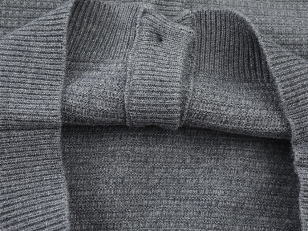 Textured Black & Grey Knit Cardigan