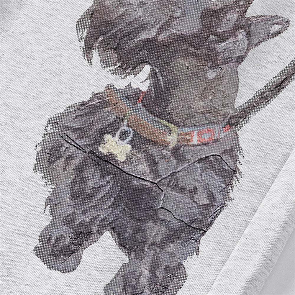 Textured Dog Graphic Wide-Leg Sweatpants
