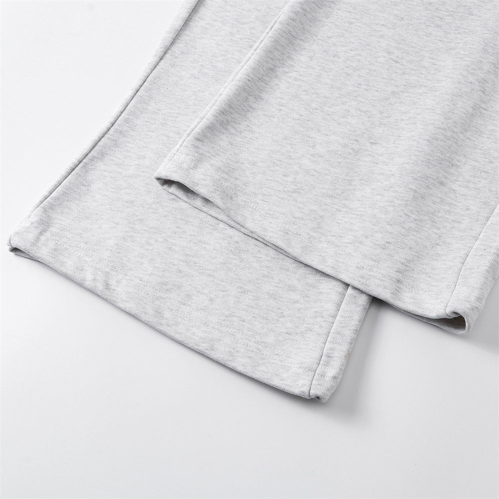 Textured Dog Graphic Wide-Leg Sweatpants