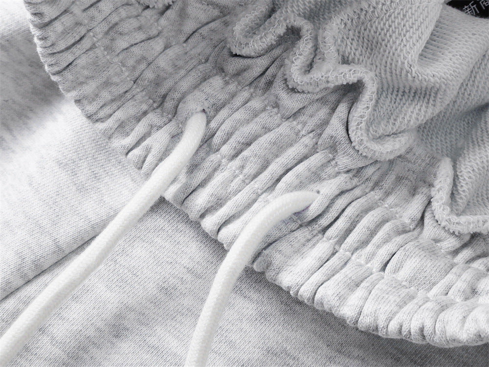 Textured Dog Graphic Wide-Leg Sweatpants