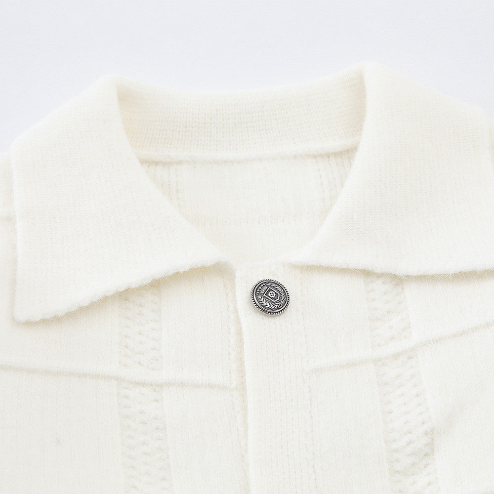 DAXUEN black textured grid pattern long-sleeve cardigan