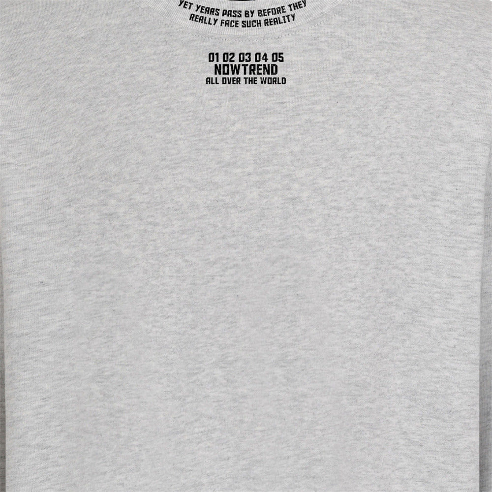 Textured Light Grey Graphic Long-Sleeve Tee