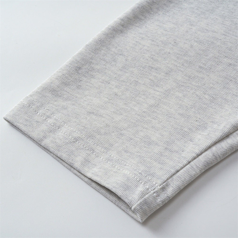 Textured Light Grey Graphic Long-Sleeve Tee