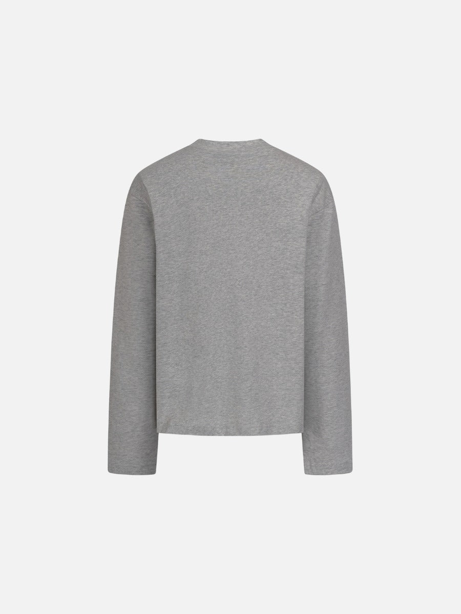 Textured Light Grey Graphic Long-Sleeve Tee