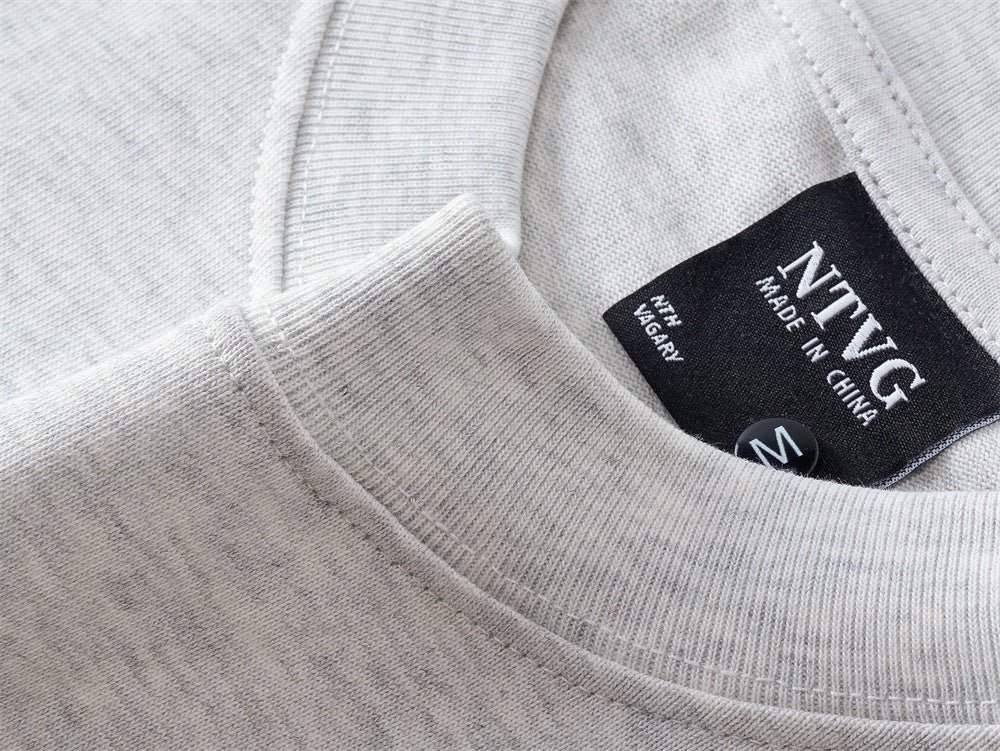 Textured Light Grey Graphic Long-Sleeve Tee