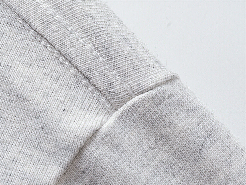Textured Light Grey Graphic Long-Sleeve Tee