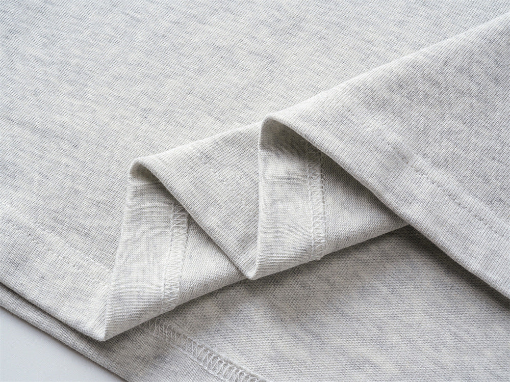 Textured Light Grey Graphic Long-Sleeve Tee