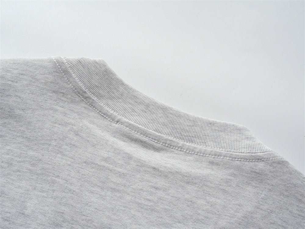 Textured Light Grey Graphic Long-Sleeve Tee