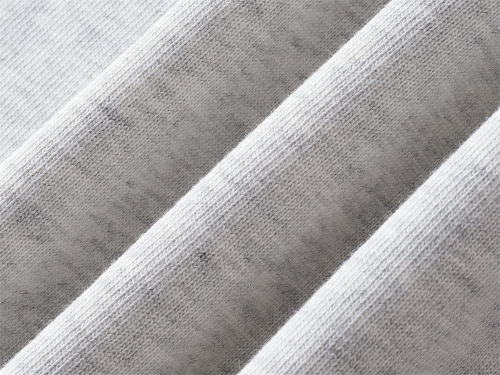 Textured Light Grey Graphic Long-Sleeve Tee