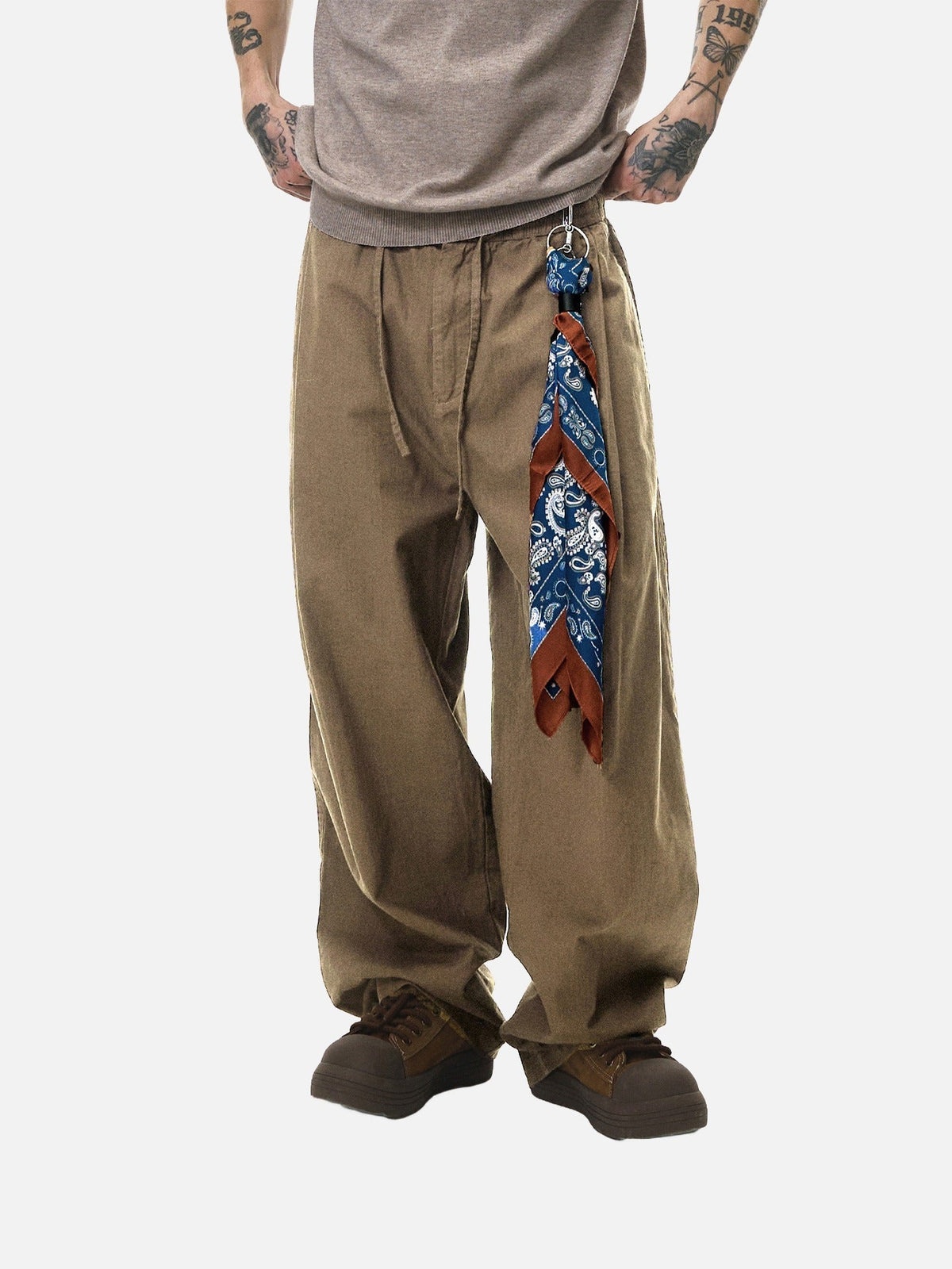 DAXUEN black wide-leg linen pants