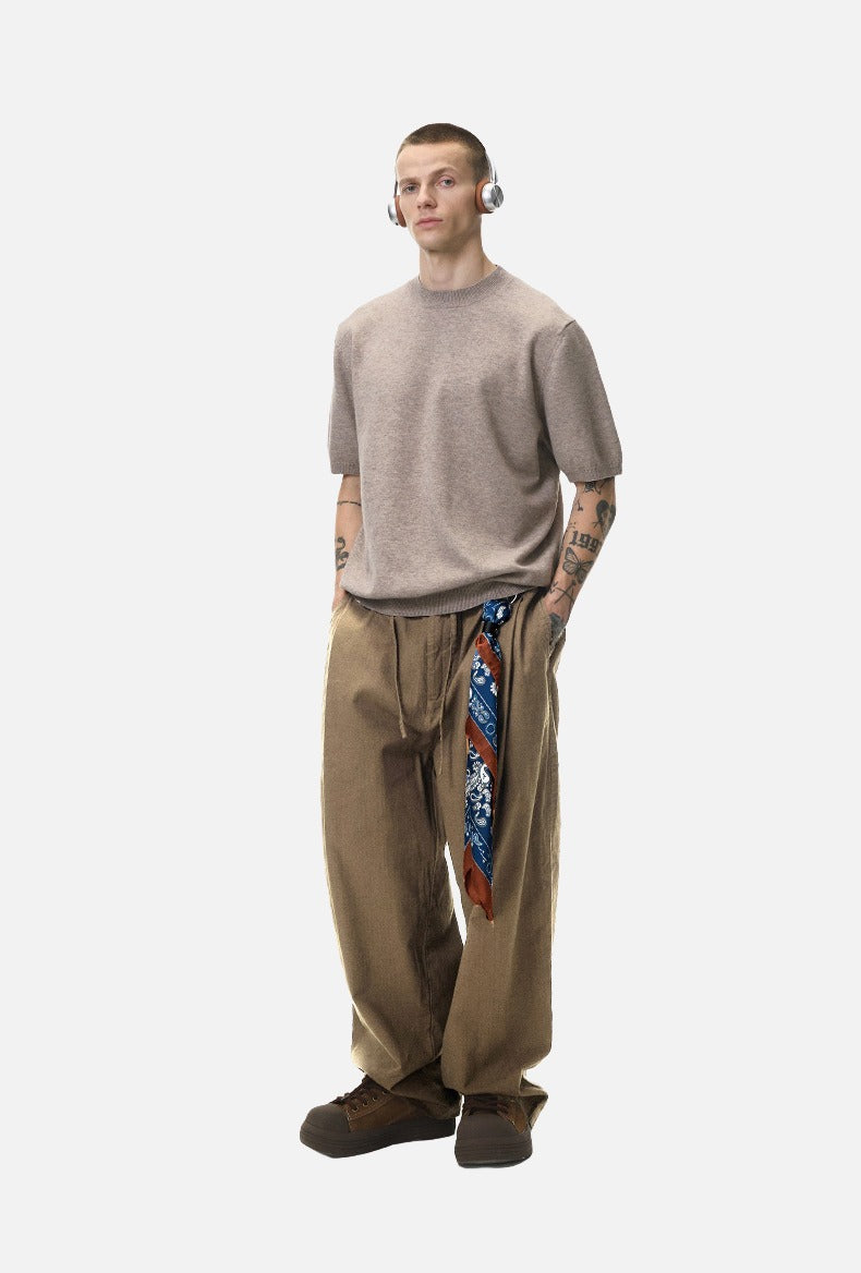 DAXUEN black wide-leg linen pants