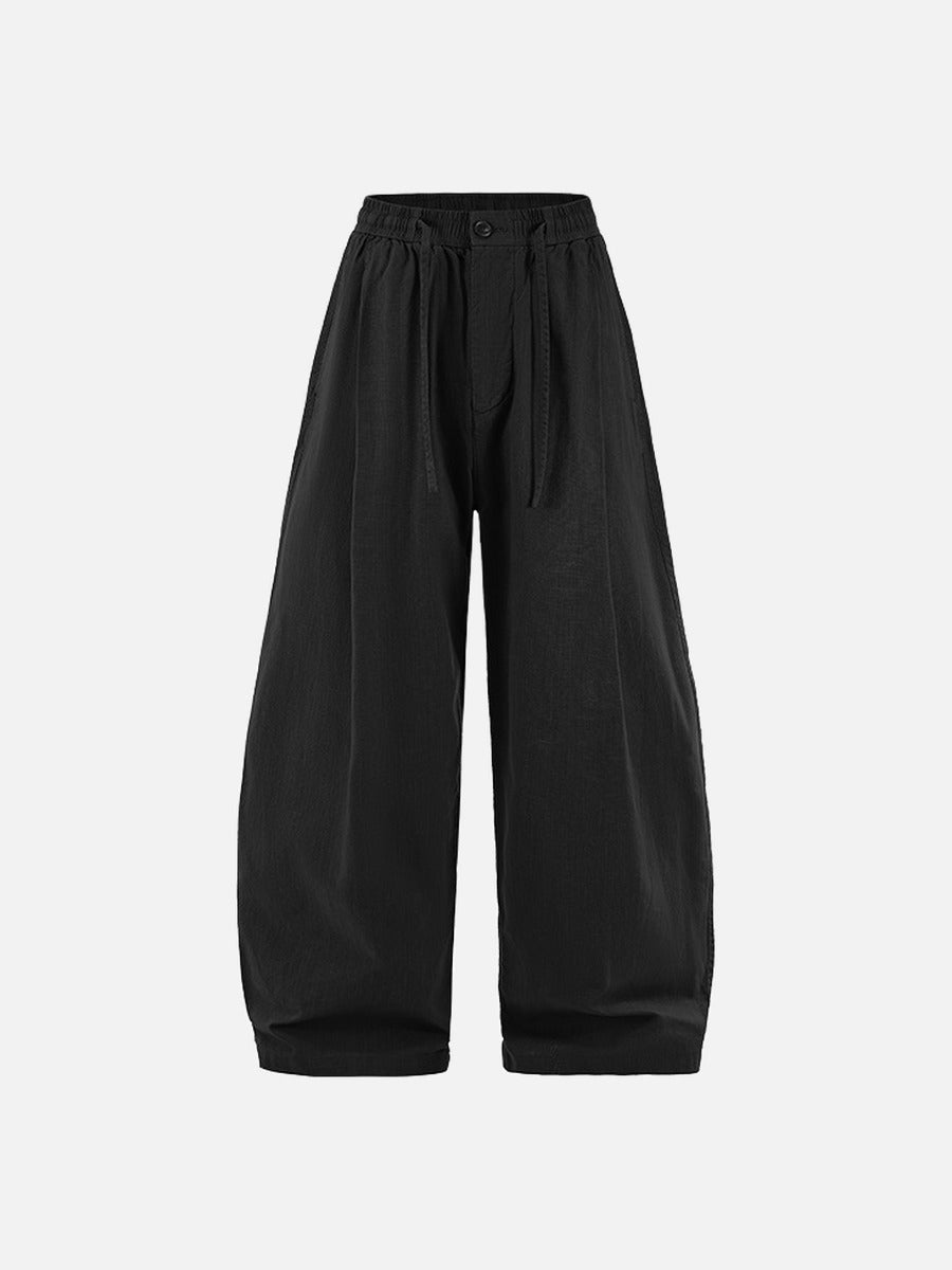 Wide-Leg Black Linen Pants