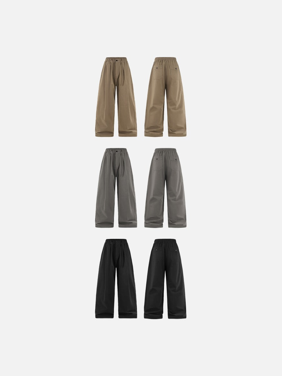 DAXUEN black wide-leg linen pants