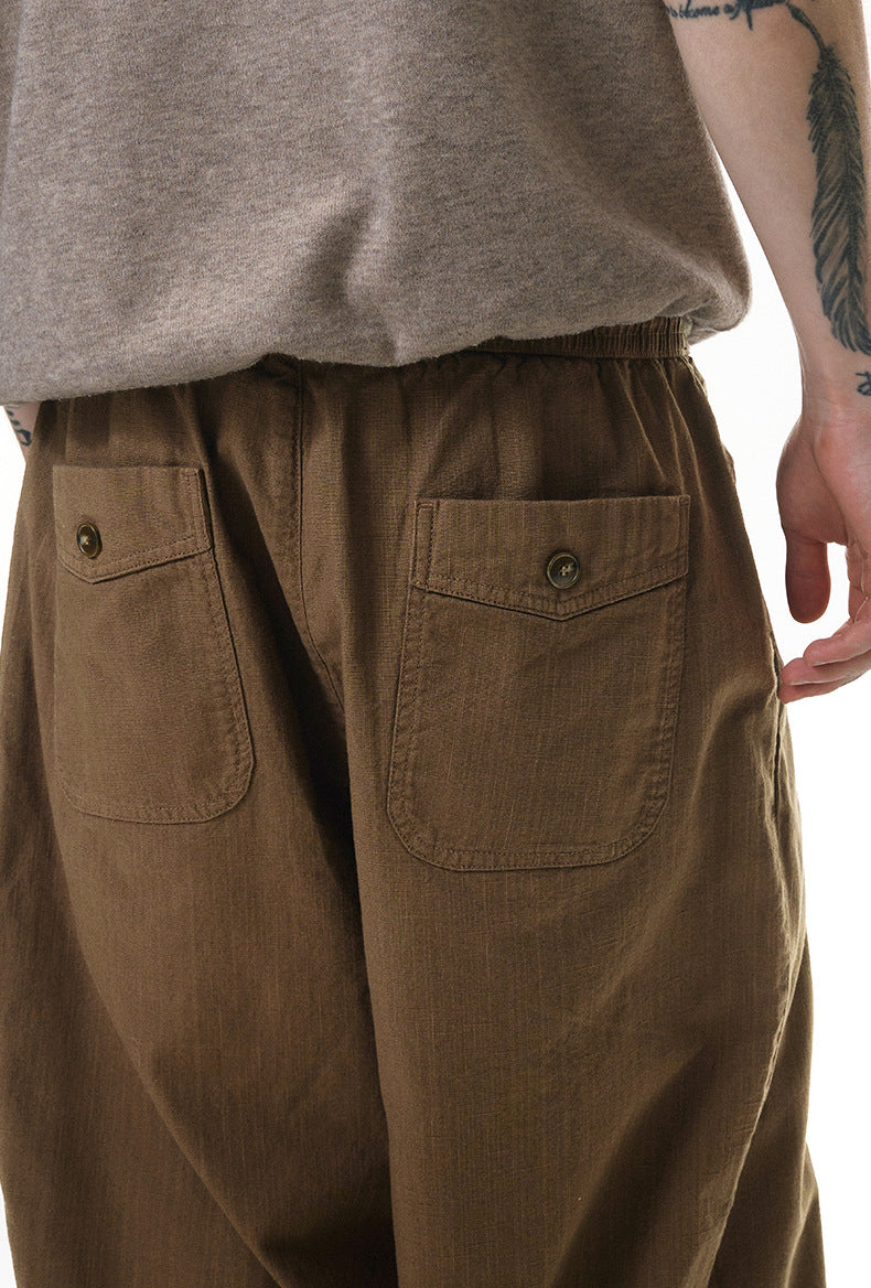 DAXUEN black wide-leg linen pants