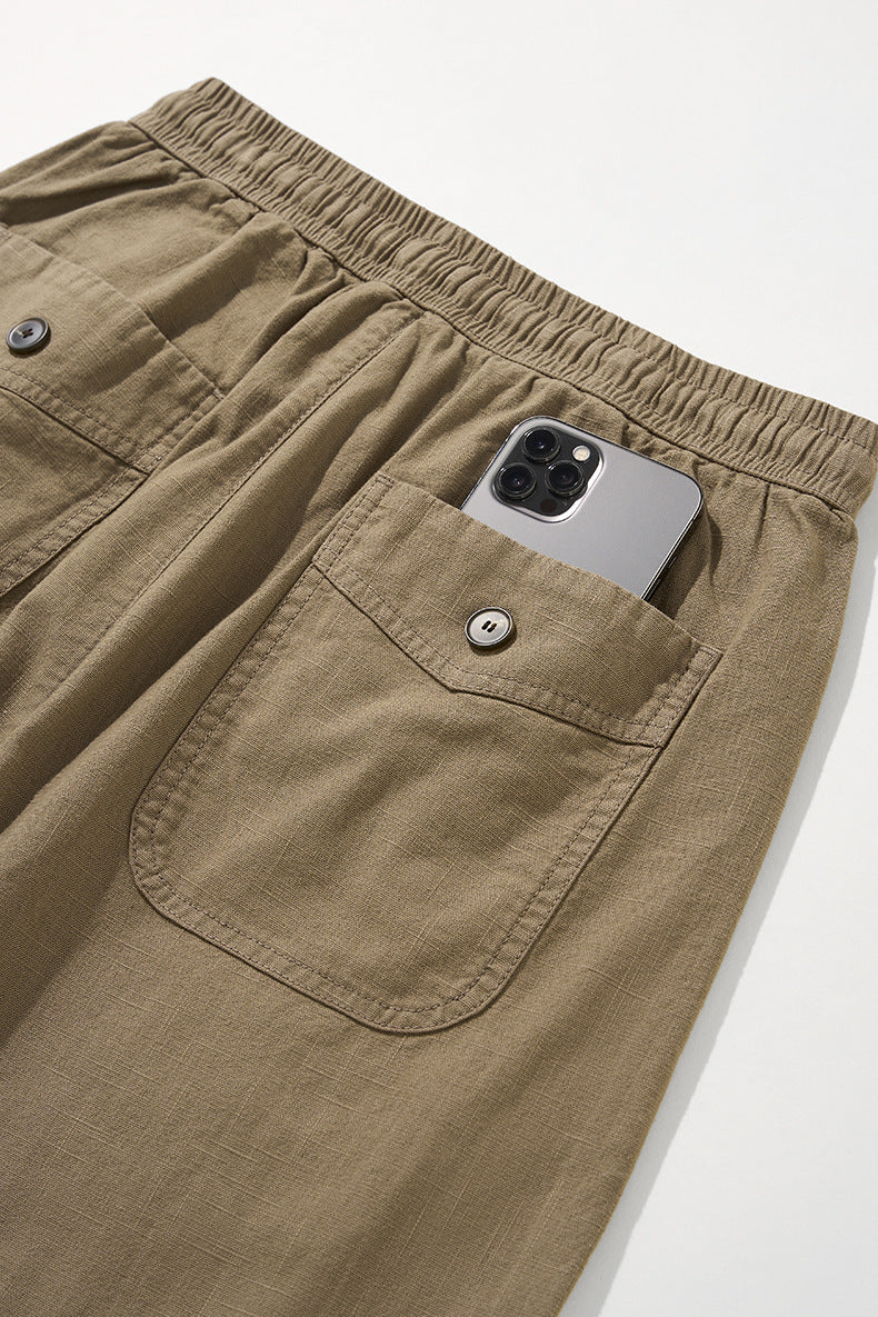 DAXUEN black wide-leg linen pants