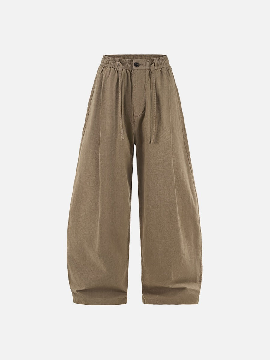 Wide-Leg Black Linen Pants
