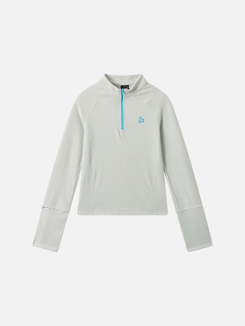 Textured Slim-Fit Half-Zip Athletic Top - Light Gray / S