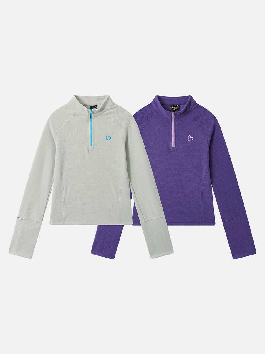 Textured Slim-Fit Half-Zip Athletic Top