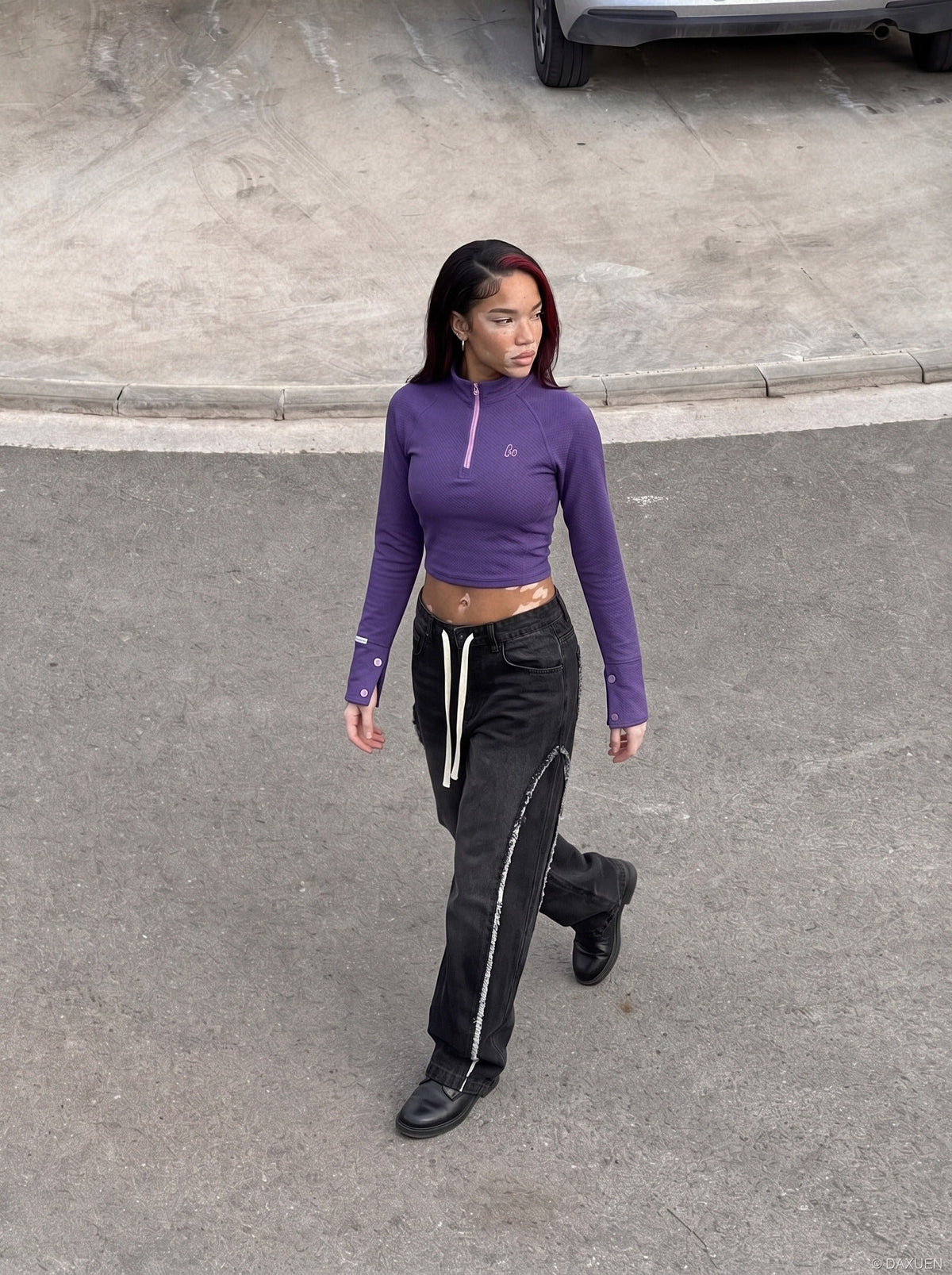 Textured Slim-Fit Half-Zip Athletic Top