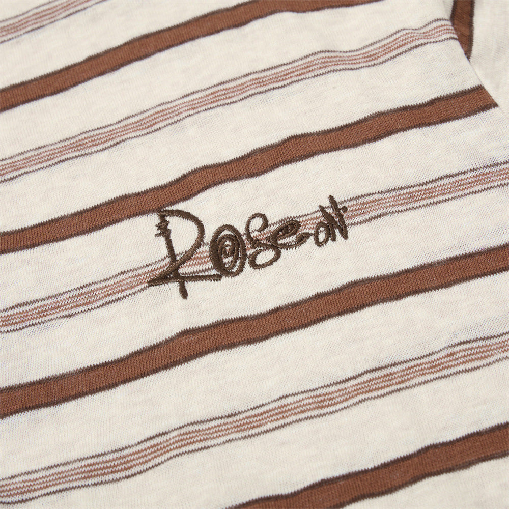 Textured Stripe Long-Sleeve Henley Shirt