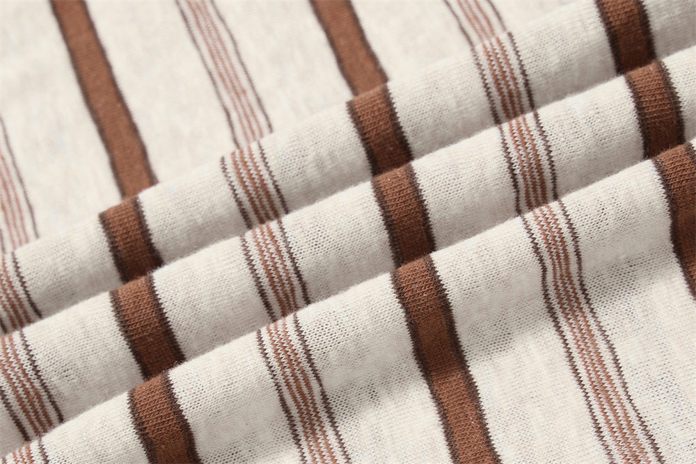 Textured Stripe Long-Sleeve Henley Shirt