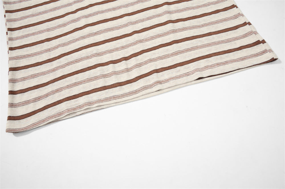 Textured Stripe Long-Sleeve Henley Shirt