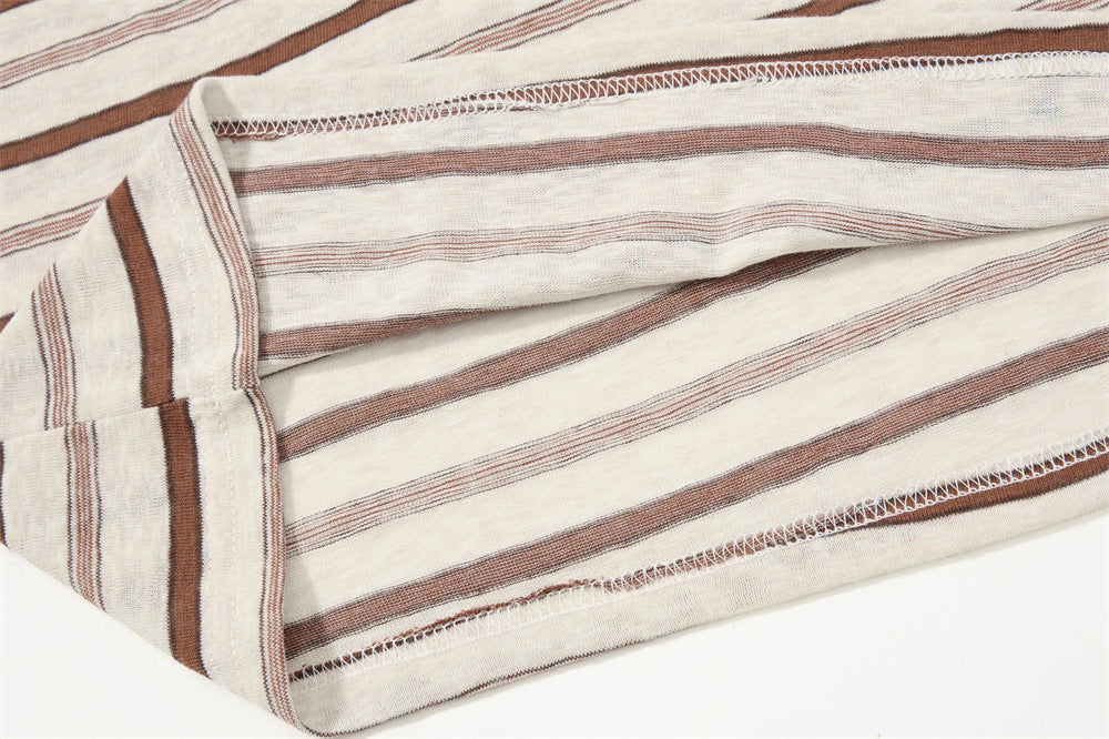 Textured Stripe Long-Sleeve Henley Shirt