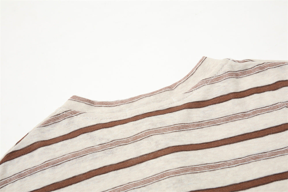 Textured Stripe Long-Sleeve Henley Shirt