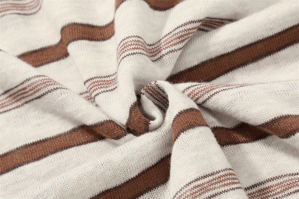 Textured Stripe Long-Sleeve Henley Shirt