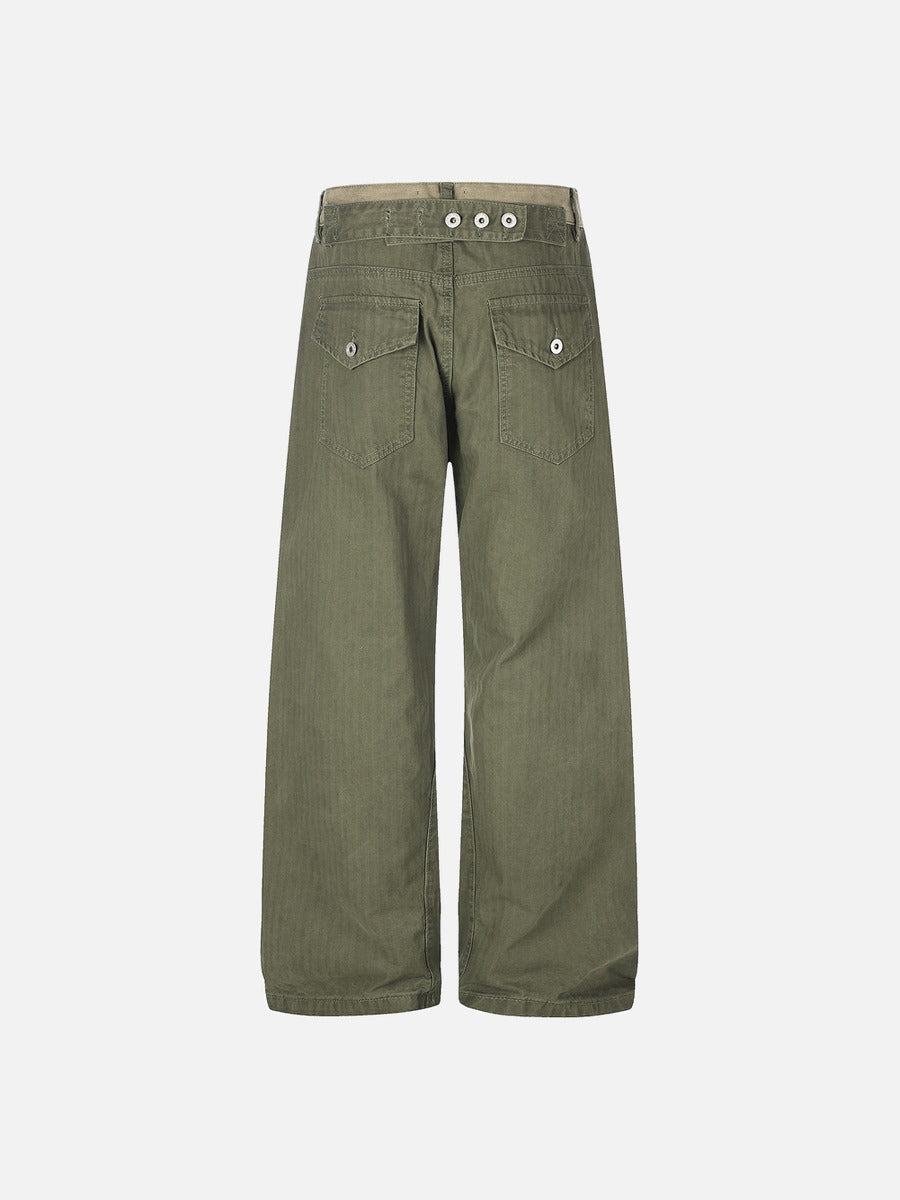 Textured Wide-Leg Trousers with Contrasting Waistband