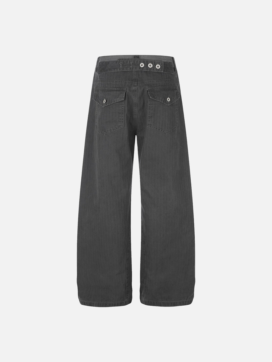 Textured Wide-Leg Trousers with Contrasting Waistband