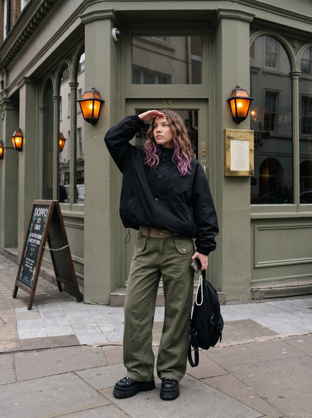 Textured Wide-Leg Trousers with Contrasting Waistband