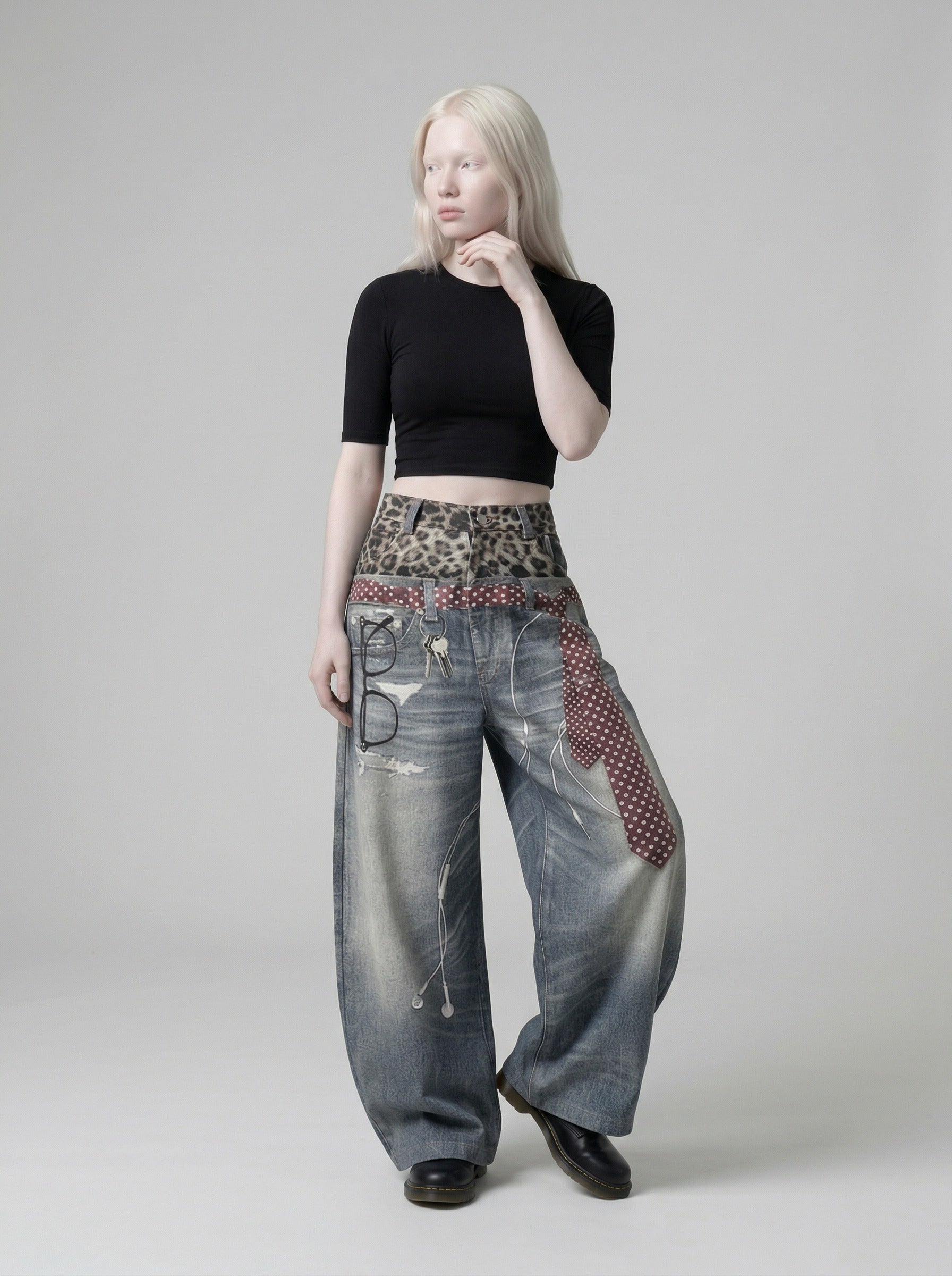 Trompe-l'Oeil High-Waisted Jeans