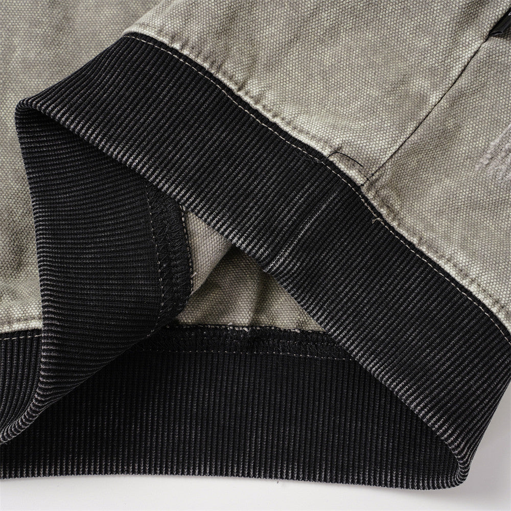 DAXUEN grey and charcoal two-tone acid-wash oversized hoodie