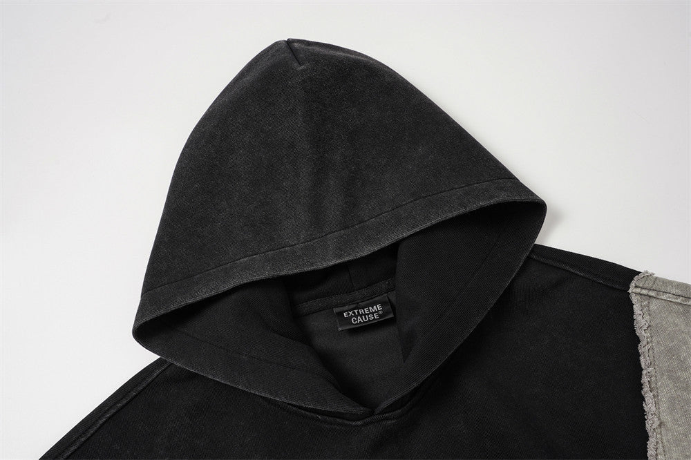 DAXUEN grey and charcoal two-tone acid-wash oversized hoodie