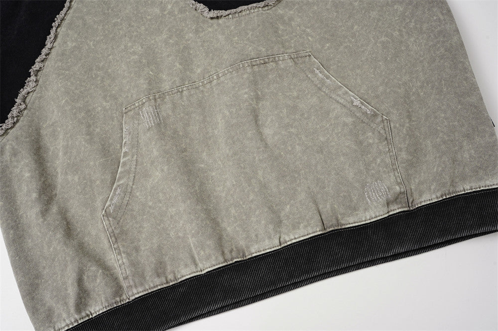 DAXUEN grey and charcoal two-tone acid-wash oversized hoodie